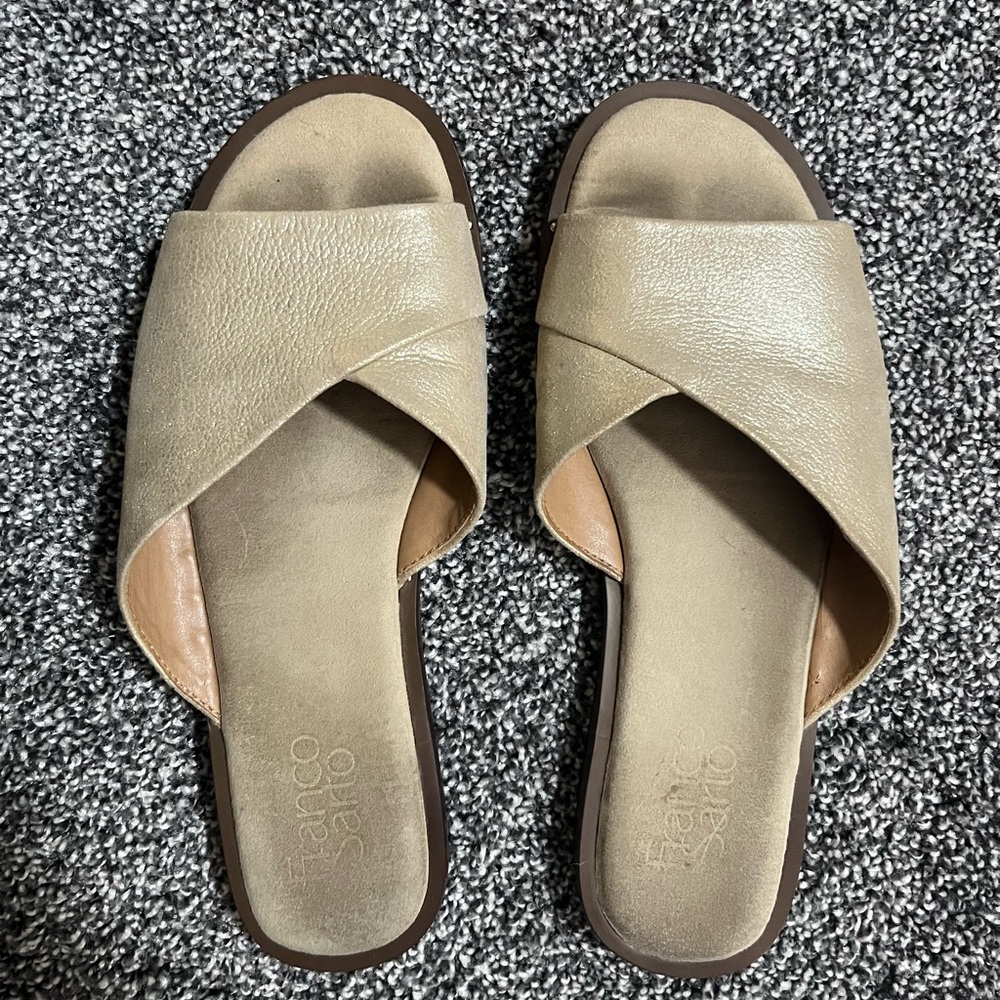 Franco Sarto Women's Champagne Gold Slide Sandals